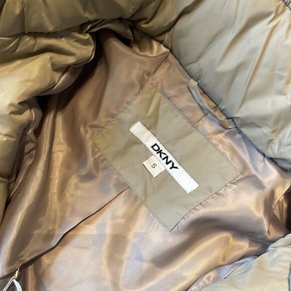 Dkny Faux Fur Snap Tab Gilet Coat-TAUPE-Medium - Picture 4 of 4